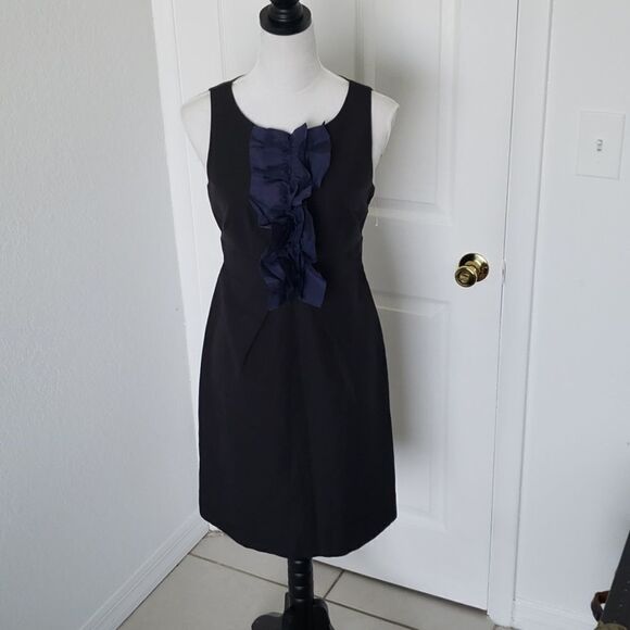 ANTHROPOLOGIE Leifsdottir Black Blue Ruffles Mini Dress - Picture 10 of 16